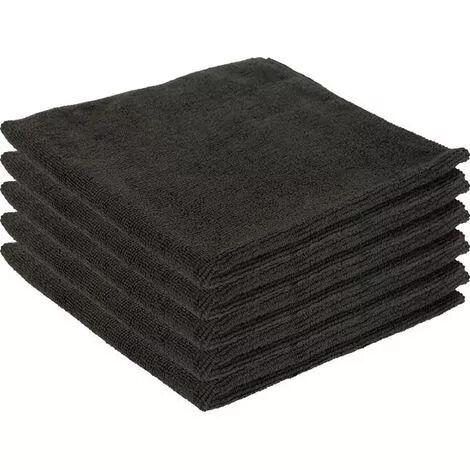 5 Lavettes microfibres noires sup�rieures 40x40 - 320 gr 