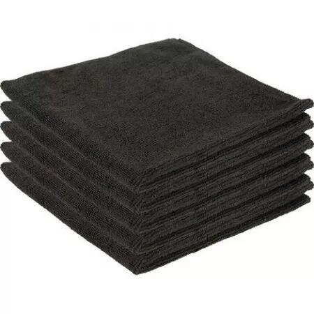 5 Lavettes microfibres noires sup&eacute;rieures 40x40 - 320 gr 