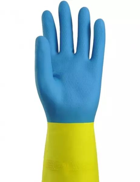 Gant latex bicolore floqu� coton - Taille S