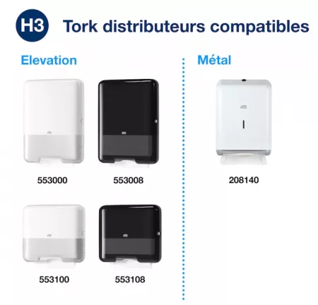 H3  Essuie mains Tork Advanced pliage V  3750 feuilles - ECOLABEL
