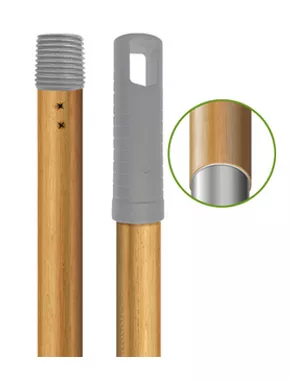 Manche acier � vis imitation bois - 140cm