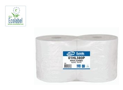 Papier toilette - MAXI JUMBO - Blanc - Pure ouate - 350m - 2 plis - ECOLABEL