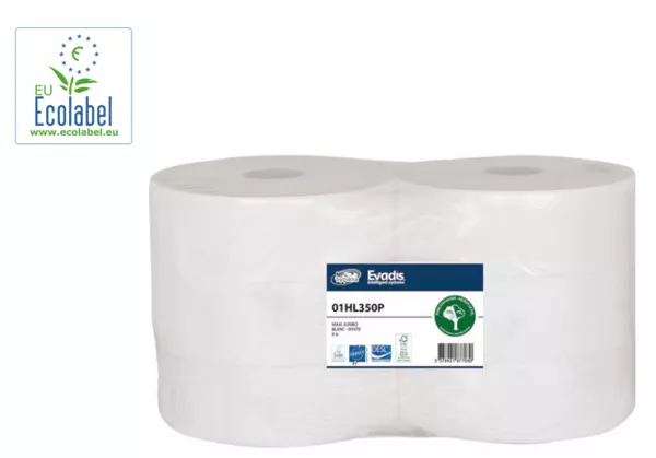 Papier toilette - Maxi Jumbo - Blanc - Pure ouate - 350m - 2 plis - ECOLABEL