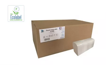 Plié V - Essuie-mains - 2 plis pure ouate - 21cmX21cm - 15 x 200 formats = 3000 feuilles